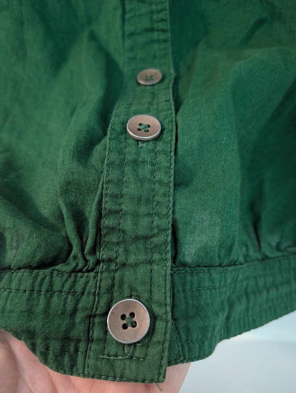 Urban Outfitters Dark Green Collared Cropped Button Down Shirt - Size L - Picture 4 of 8